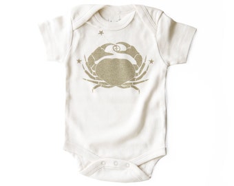 Cancer Zodiac Baby Bodysuit, Organic Cotton, Astrology Gift