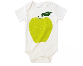 Biologische babyromper, groene appelprint, genderneutraal