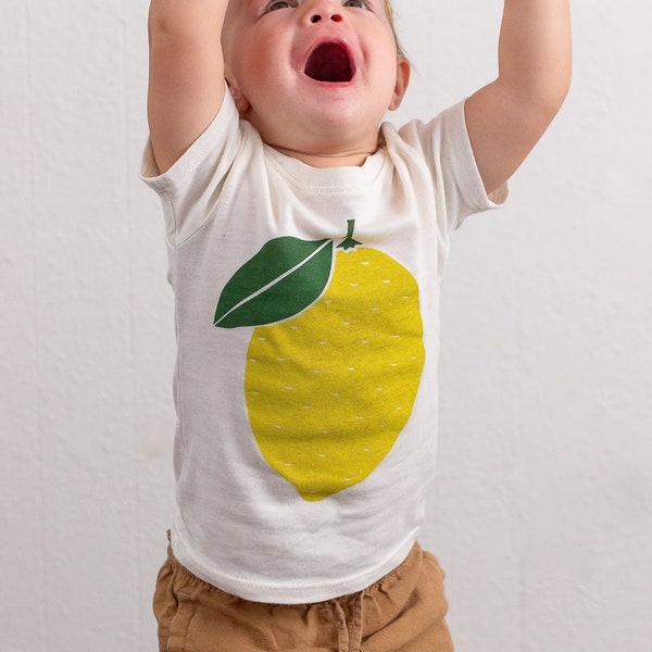 Lemon Shirt, Kids Lemon Tee, Citrus Shirt, Eco-Friendly Baby Clothing, Screen Printed Baby Tee, Fruit Print Shirt, Farmers Market Shirt