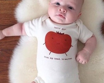 Tomato Bodysuit, Organic Baby Clothes, Tomato Baby, From My Head Tomatoes, Funny Baby Clothes, Punny Baby Gift, Funny Baby Shower Gift