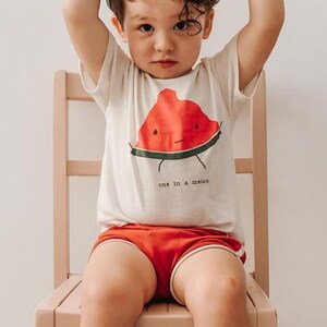 Organic Kids Clothes, One in a Melon, Kids Watermelon Tee, Screen Printed Tee, Funny Shirt for Kids, Watermelon Kids, Shirts with Sayings image 8
