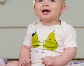 Organic Baby Clothes, Perfect Pear Bodysuit, Punny Baby Clothes, Funny Baby Bodysuits, Perfect Pear Baby, Baby Shower Gift, Gender Neutral