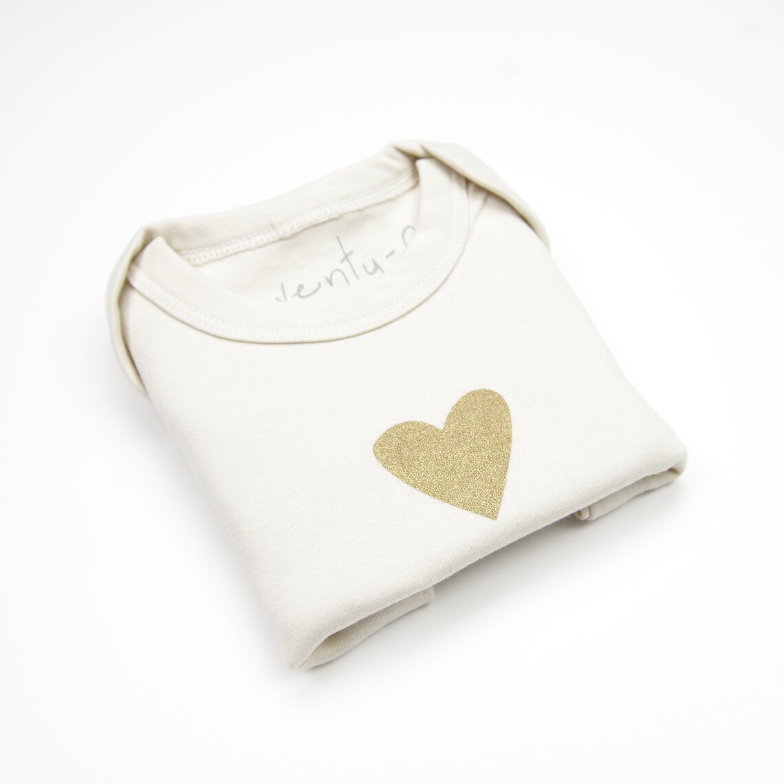 Organic Baby Clothes Gold Heart Baby Bodysuit Gender Neutral Etsy