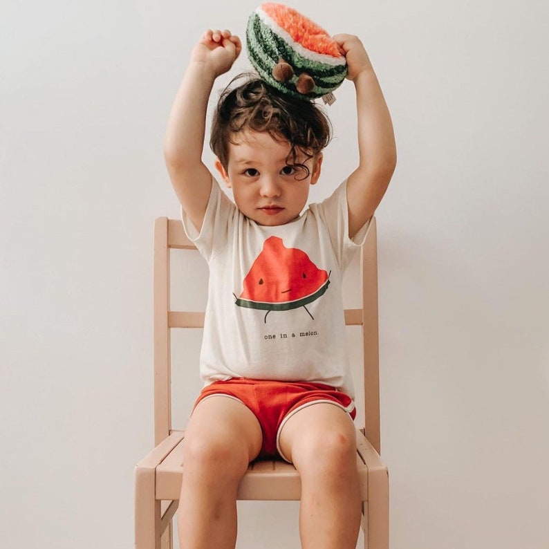 Organic Kids Clothes, One in a Melon, Kids Watermelon Tee, Screen Printed Tee, Funny Shirt for Kids, Watermelon Kids, Shirts with Sayings image 8