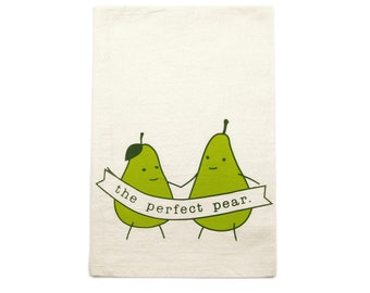 Theedoek van biologisch katoen, keukendecor Punny Pear