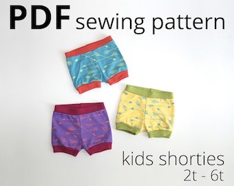 Kids Shorts Pattern, Toddler Shorties, Digital Download, Shorties Pattern, Pattern for Serger, PDF Download, Printable, Instant Download