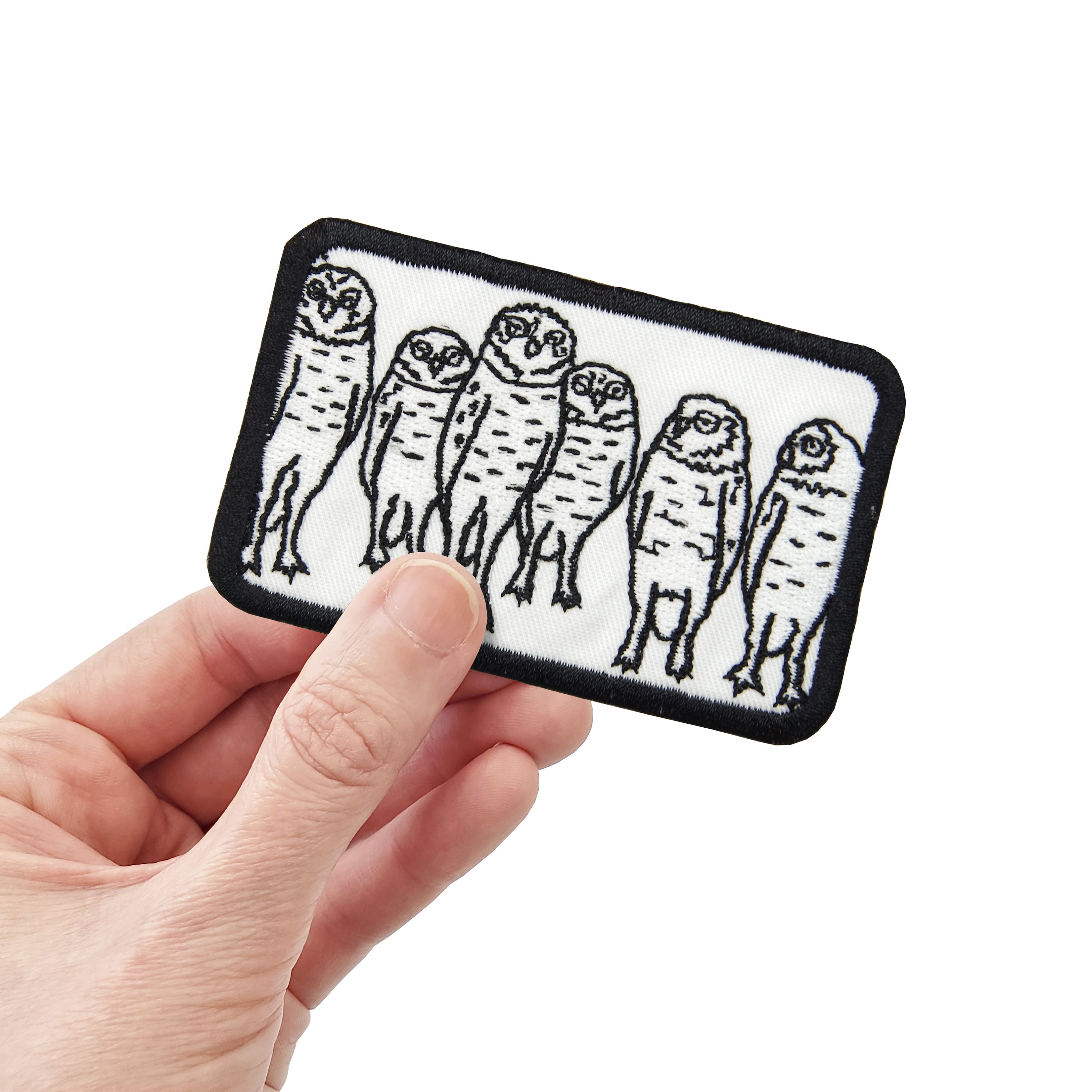 Burrowing Owls Embroidered Patch: Bird Illustration, Iron-On Applique