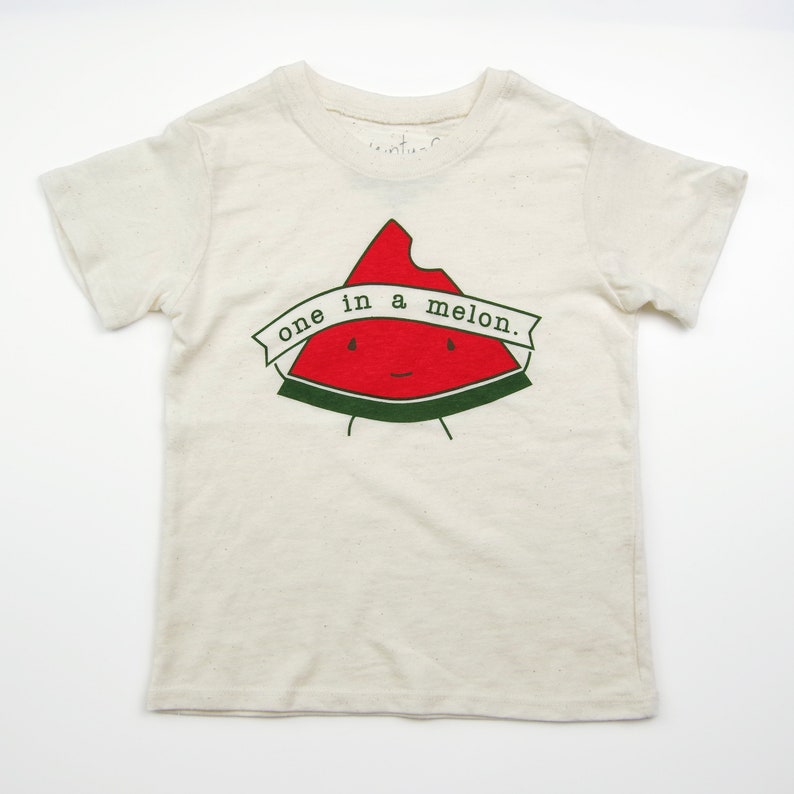 Organic Kids Clothes, One in a Melon, Kids Watermelon Tee, Screen Printed Tee, Funny Shirt for Kids, Watermelon Kids, Shirts with Sayings image 3