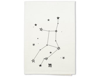 Virgo Zodiac Organic Cotton Tea Towel, Astrology Gift