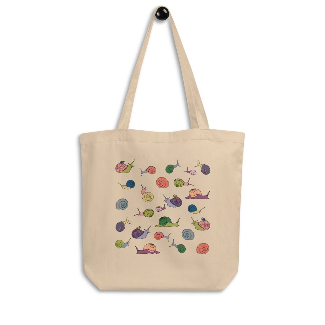 Rainbow Snails Eco Tote Bag, Snail Tote, Organic Cotton Tote, Eco ...