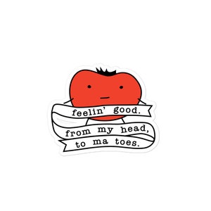 From My Head Tomatoes Vinyl Sticker, Tomato Sticker, Happy Tomato, Kawaii Tomato Sticker