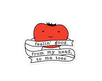 From My Head Tomatoes Vinyl Sticker, Tomato Sticker, Happy Tomato, Kawaii Tomato Sticker