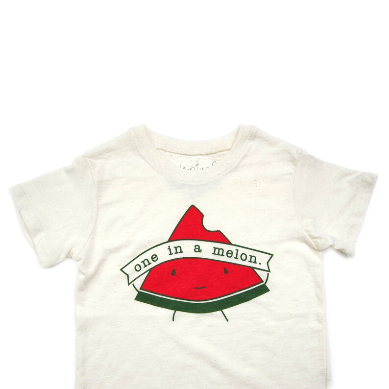 Organic Kids Clothes, One in a Melon, Kids Watermelon Tee, Screen Printed Tee, Funny Shirt for Kids, Watermelon Kids, Shirts with Sayings image 4