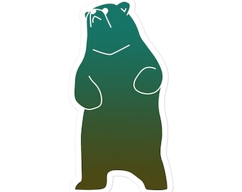 Green Ombre Bear Sticker, Teddy Bear Sticker, Vinyl Sticker, Cute Bear Stickers, Forest Stickers, Bear Sticker Cute, Woodland Animal Sticker