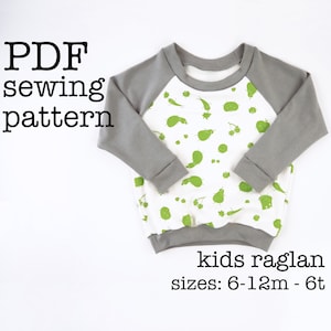 Kids Raglan Sewing Pattern, Serger Pattern, PDF Sewing Patterns, Sewing Patterns for Kids Sweater, Baby Sewing Pattern