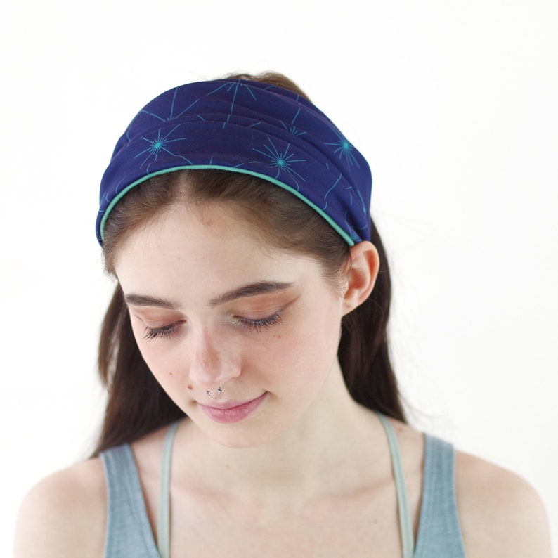 Women's Cicada Headband, Stretchy Headband, Wide Headband, Workout Headband, Yoga Headbands, Adult Headband, Boho Style, Reversible Headband image 8