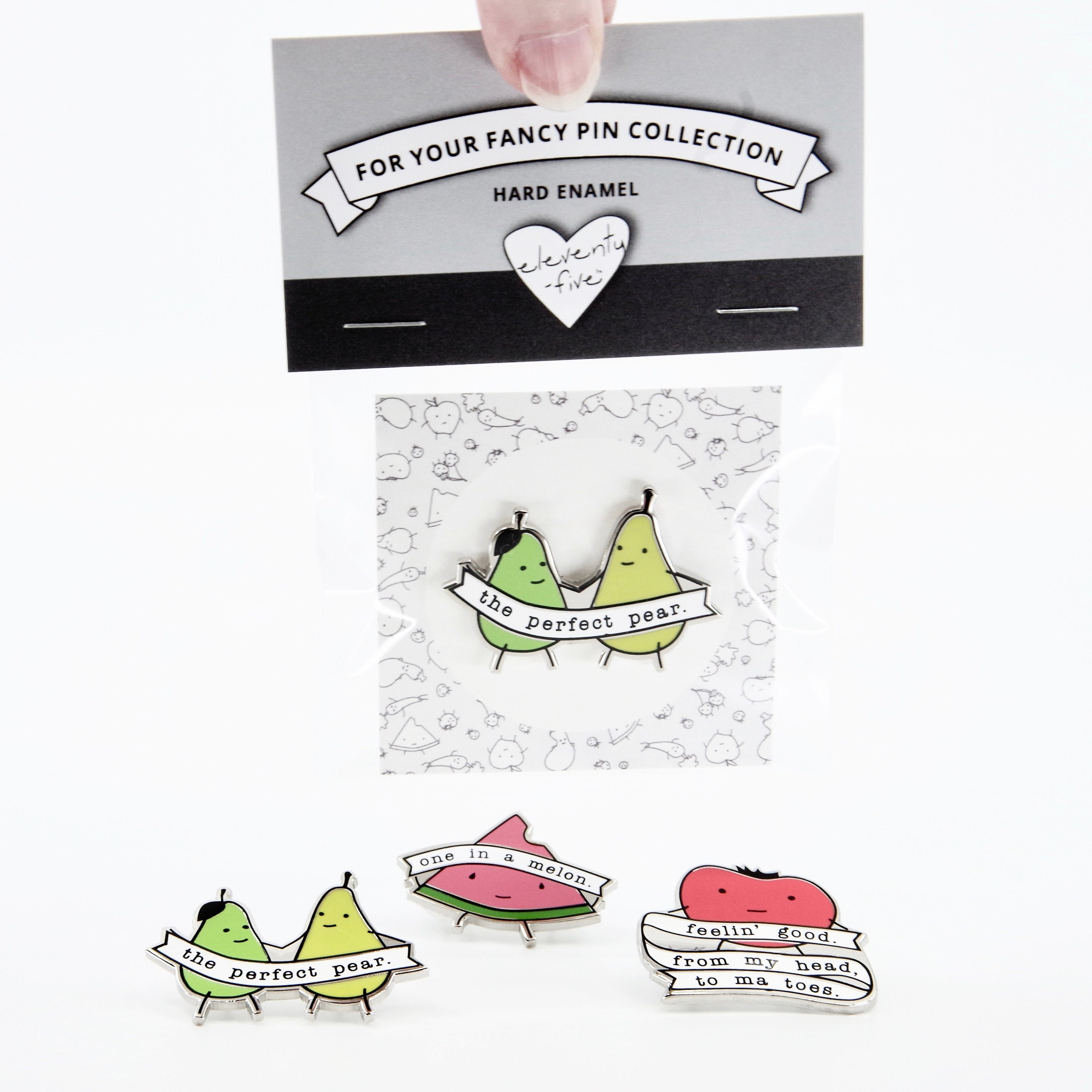 Funny Fruit Enamel Pin Set, Punny Kawaii Pins, Silver Finish - Etsy