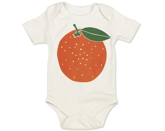 Orange Fruit Bodysuit, Organic Baby Clothes, Baby Citrus Romper, Orange Baby Gift, Orange Citrus Tee, Fruit Baby Clothes, Fruit Baby Gift