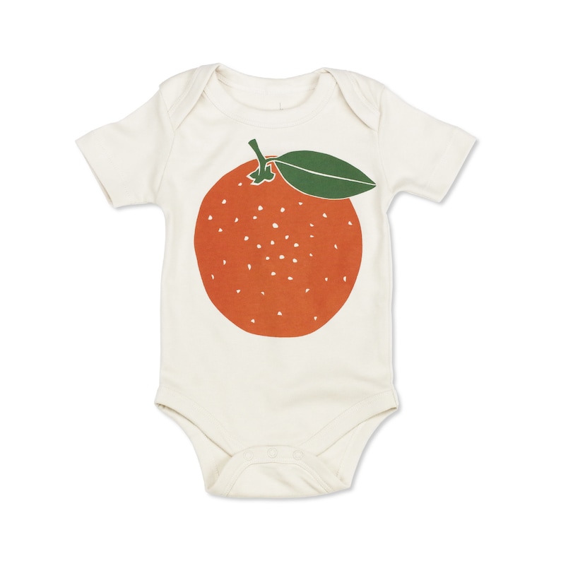 Orange Fruit Bodysuit, Organic Baby Clothes, Baby Citrus Romper, Orange Baby Gift, Orange Citrus Tee, Fruit Baby Clothes, Fruit Baby Gift