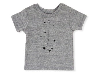 Aries Shirt | Eco Baby Kids Tee | Astrology | Gender Neutral | March 21 - April 19 | Horoscope Zodiac Stars Gift