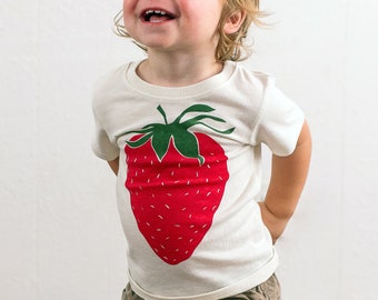 Strawberry Shirt Toddler, Strawberries Shirt, Eco Friendly Kids, Organic Kids, Farmers Market Tee, Screen Printed Tee, Cute Fruit Shirt