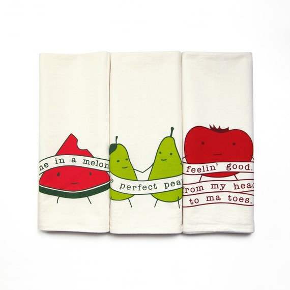 Funny Fruit Kitchen Towels, Organic Tea Towel Gift Set, Cute Tea Towels, Kitchen  Towel Set, Eco Friendly Gift, Best Friend Gift, Funny Gifts 