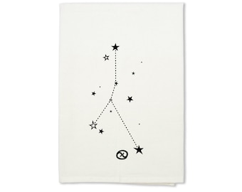 Biologische katoenen theedoek Cancer Zodiac, astrologisch cadeau