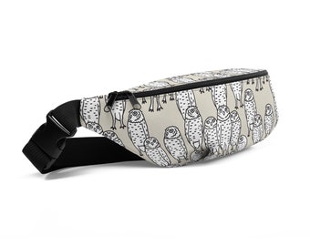 Owls Print Fanny Pack: Water-Resistant Polyester Belt Bag
