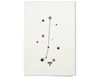 Aries Organic Tea Towel, Astrology Birthday Gift