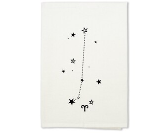 Aries Birthday, Organic Tea Towel, Birthday Gift Idea, Astrology Gifts, March Birthday, April Birthday, Best Selling Items