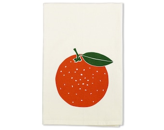Orange Fruit Tea Towel: Organic Cotton Kitchen Decor