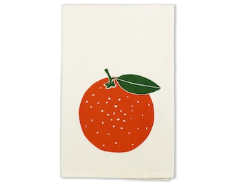 Orange Tea Towel, Fruit Kitchen Decor, Organic Tea Towel, Fruit Dish Towels, Housewarming Gift, Eco Friendly Gifts, Fruit Towels