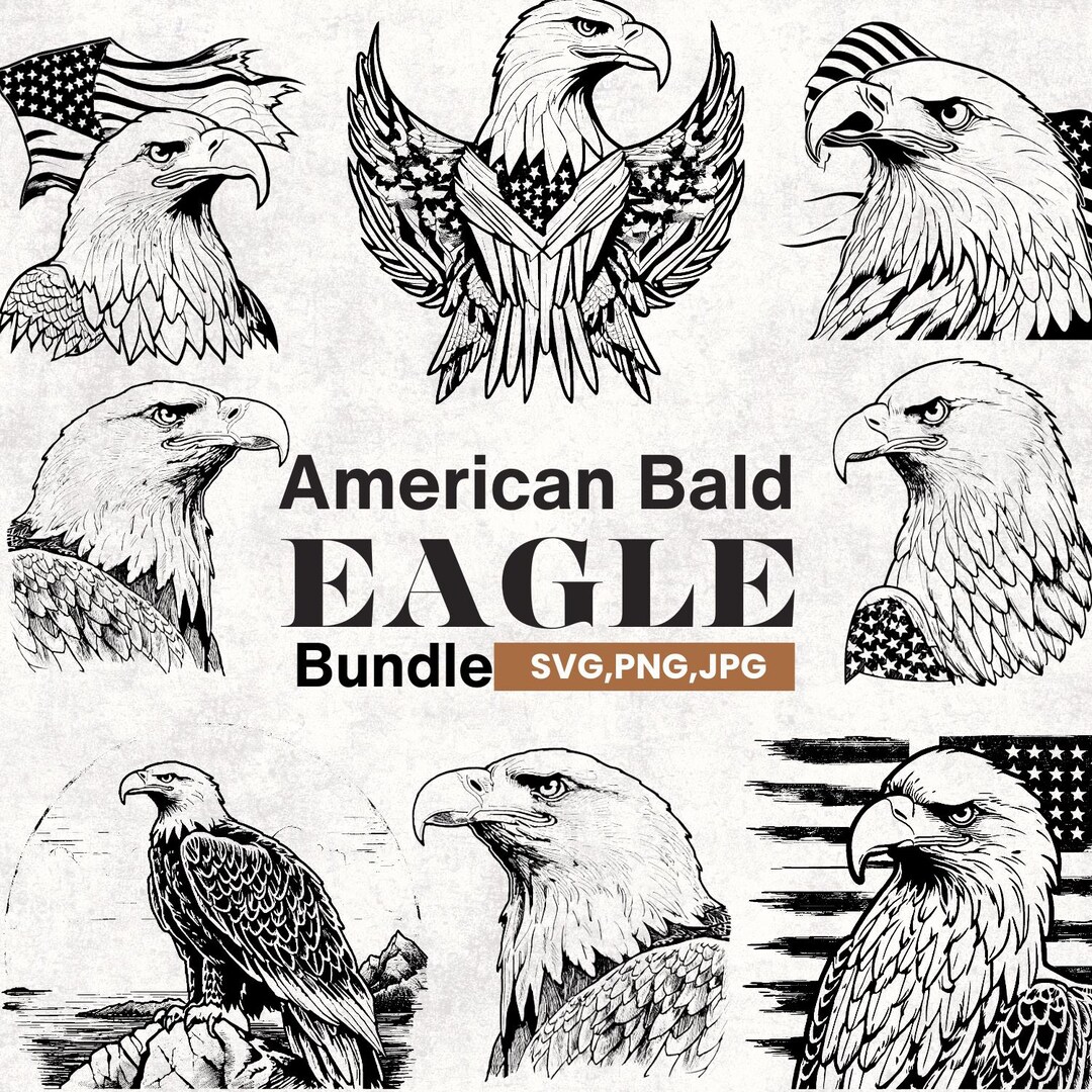American Bald Eagle SVG Bundle | Eagle Clipart and Silhouettes ...