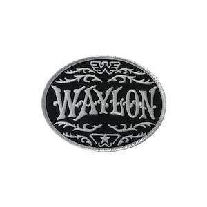 Waylon Jennings Flying Oval Logo Patch (Silver)