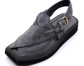 Kaptaan Chappal Premium Quality Special Grey Leather