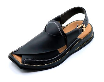 Genuine Leather Ultra Soft Peshawari Chappal Matte Black