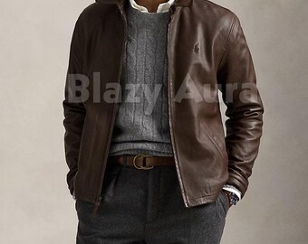 Buy Mens Handmade Polo Ralph Lauren 100% Genuine Leather Jacket