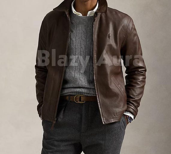 Buy Mens Handmade Polo Ralph Lauren 100% Genuine Leather Jacket