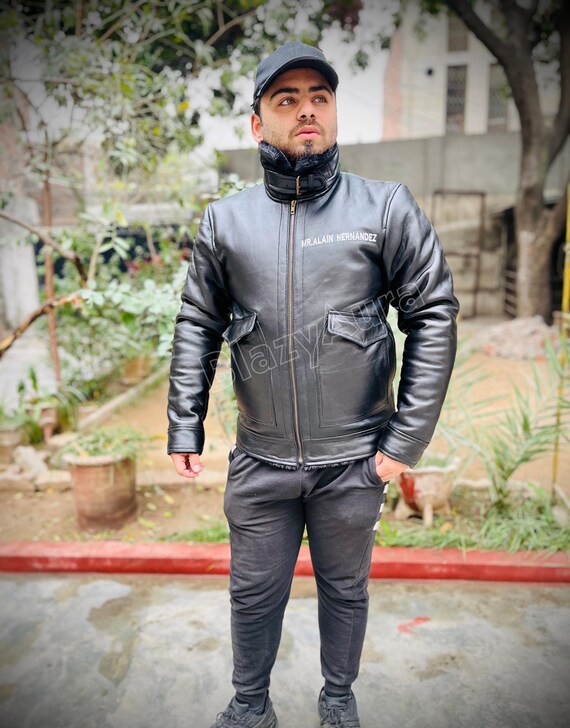 Personalized Men's Handmade Retro Vintage Genuine Black Leather