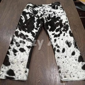 Handmade Hair-On Cowhide Leather Pants: Western Cowboy Style