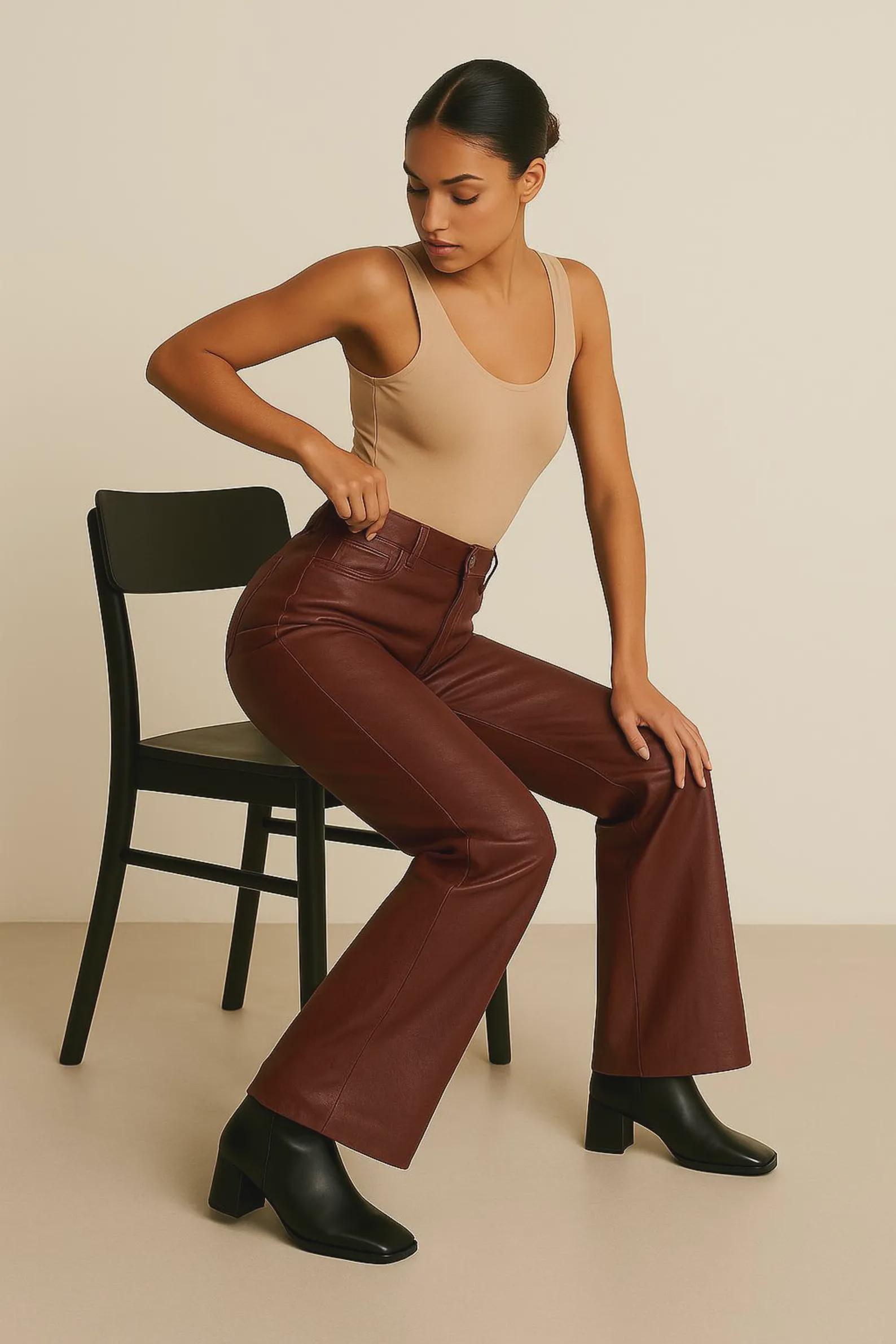 70s vintage leather pants モーターサイクル　フレア 70s Leather Pants - Etsy