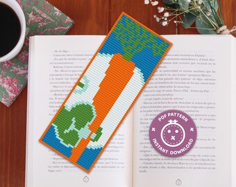 Bunny Carrot Cross Stitch Bookmark Pattern: Easy Animal Chart (PDF)