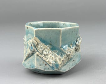Kurinuki Ceramic Tea Cup, Handmade Pottery Mug, Japanese Wabi Sabi