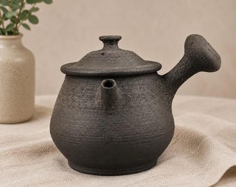 Japanese Kyusu Teapot, Handmade Pottery Tea Kettle For Loose Leaf Tea