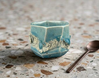 Handmade Matcha Tea Cup With Handle, Ceramic Pottery Mug, Gift For Tea Lover, Unique Japanese Style Bowl, 75 ml