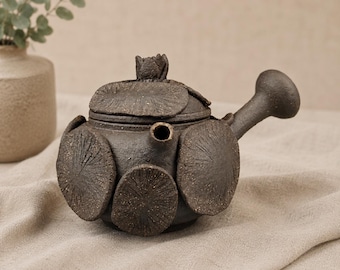 Handmade Ceramic Teapot, Rustic Clay Tea Pot For Japanese Tea Rituals