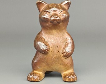 Pan Kotsky Ceramic Tea Pet | Wood-Fired Clay Figurine | Cat Tea Pet