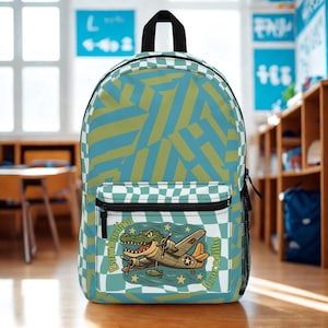 Bombardino Crocodillo Backpack | Italian Brainrot Character | Kids School Bag | Back to School Backpack | Cartoon Alligator Plane | Trendy