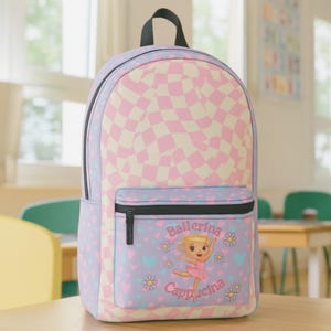 Ballerina Cappucina Backpack | Italian Brainrot Character | Kids School Bag | Back to School Backpack | Girls Pastel Hearts Backpack | Viral