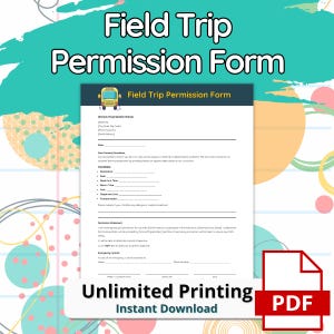 Field Trip Permission Slip Printable | School Form | Preschool Printable | Daycare Forms | Teacher Printable | Field Trip Form